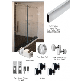 BB1300QBS BBAHI Brian Series Brushed Stainless Steel Deluxe 180 Degree Single Sliding Door System - Serenity - Denali