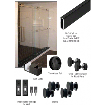 BB1300QMBL Matte Black Deluxe 180 Degree Brian Series Sliding Door System - CRL Serenity SER78 Series