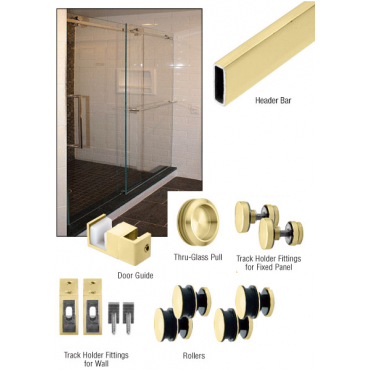 BB1300QSB Satin Brass Deluxe 180 Degree Brian Series Sliding Door System - CRL Serenity SER78 Series