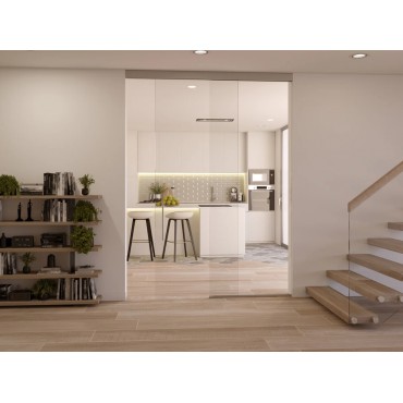 GLD2A GlideWall Single Sliding Door & Fixed Panel Kit with SoftBrake in Satin Aluminum GLD2A GlideWall Single Sliding Door & Fixed Panel Kit with SoftBrake in Satin Aluminum