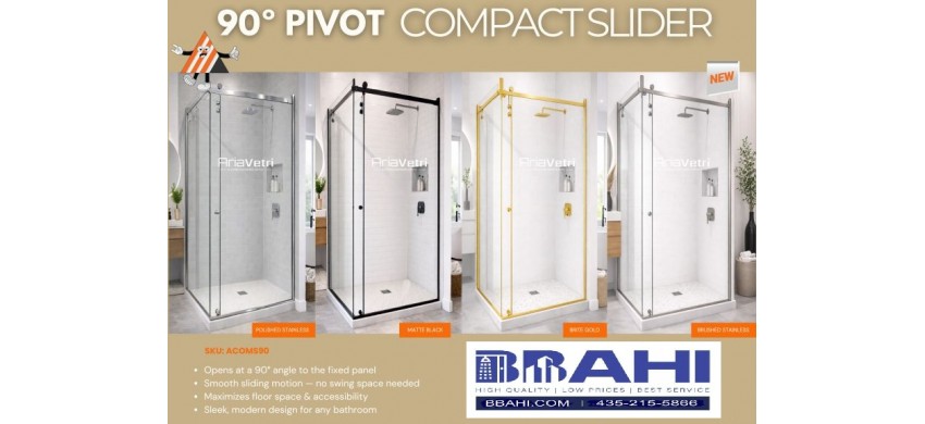 Compact 90º Pivot Sliding Shower Door Unit