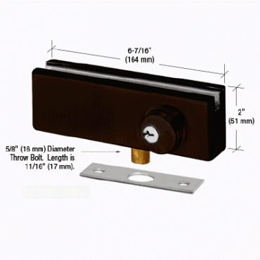 BB205MBL Matte Black Patch Lock for 3/8" to 1/2" Glass AMR205MBL Series