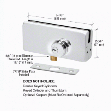 BB215PS Polished Stainless Patch Lock for 3/8" to 1/2" Glass - Heavy Duty AMR215PS Series BB215PS Polished Stainless Patch Lock for 3/8" to 1/2" Glass - Heavy Duty AMR215PS Series