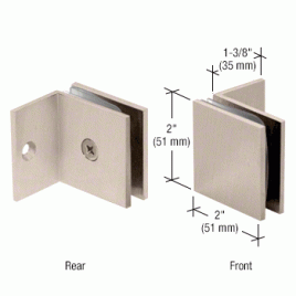 C33BN Brushed Nickel Square Style Fixed Panel Clamp With Leg - SGC037BN Series