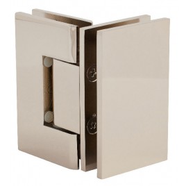 S092PN Brushed Nickel Square 90 Degree Glass-to-Glass Hinge - Geneva GEN092PN Series