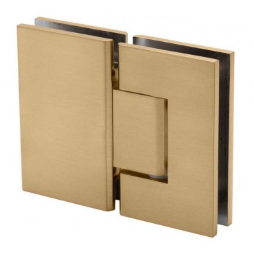 S180SB Satin Brass Square 180 Degree Glass-to-Glass Hinge - Geneva GEN180SB Series