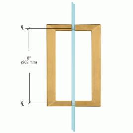 S8BR Polished Brass 8" Square Back-to-Back Pull Handle - SQ8X8BR Series