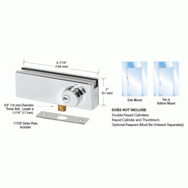 BB205PS Polished Stainless Patch Lock for 3/8" to 1/2" Glass AMR205PS Series