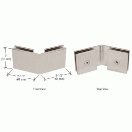 C135BN Brushed Nickel Square Style 135 Degree Fixed Glass to Glass Clamp - SGC135BN CSU135BN Series