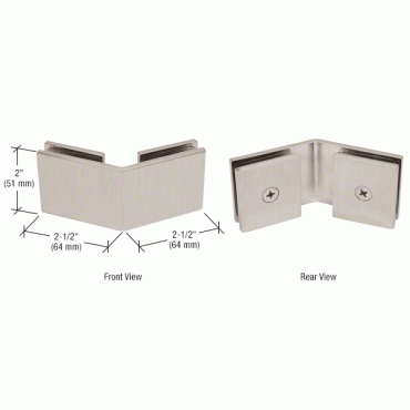 C135BN Brushed Nickel Square Style 135 Degree Fixed Glass to Glass Clamp - SGC135BN Series C135BN Brushed Nickel Square Style 135 Degree Fixed Glass to Glass Clamp - SGC135BN Series