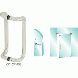 CO10X10A Satin Anodized 10" Offset Back-to-Back Glass Mounted Standard Pull Handle CD10X10 Series