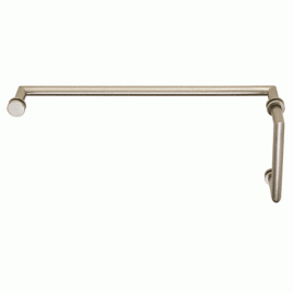 M618BN Brushed Nickel Combo Mitered Style 6" Tubular Pull Handle 18" Towel Bar - MT6X18BN Series