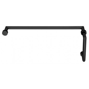 M618MBL Matte Black Combo Mitered Style 6" Tubular Pull Handle 18" Towel Bar - MT6X18MBL Series