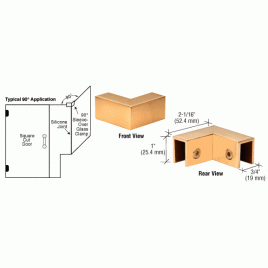 S090BR Polished Brass 90 Degree "Sleeve Over" Glass Clamp S0GC90BR Series
