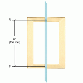 S6SB Satin Brass 6" Square Back-to-Back Pull Handle - SQ6X6SB Series