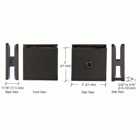 SC4MBL Matte Black Square Style Hole-in-Glass Fixed Panel U-Clamp - SCU4MBL CSU4MB Type