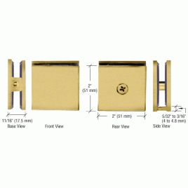 SC4SB Satin Brass Square Style Hole-in-Glass Fixed Panel U-Clamp - SCU4SB CSU4SB Type