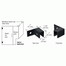 SGC037RMBL Matte Black Right Hand "Sleeve Over" Wall Mount Glass Clamp S0GC37RMBL Series