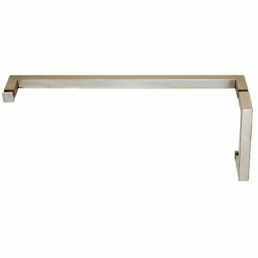 S612BN Brushed Nickel Combo 6" Square Tubular Pull Handle 12" Towel Bar - SQ6X12BN Series