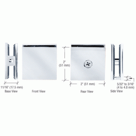 SC4CH Chrome Square Style Hole-in-Glass Fixed Panel U-Clamp - SCU4CH CSU4CH Type