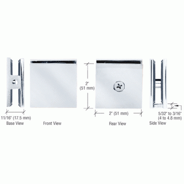 SC4CH Chrome Square Style Hole-in-Glass Fixed Panel U-Clamp - SCU4CH Series